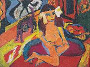Ernst Ludwig Kirchner Madchen mit Katze oil painting reproduction